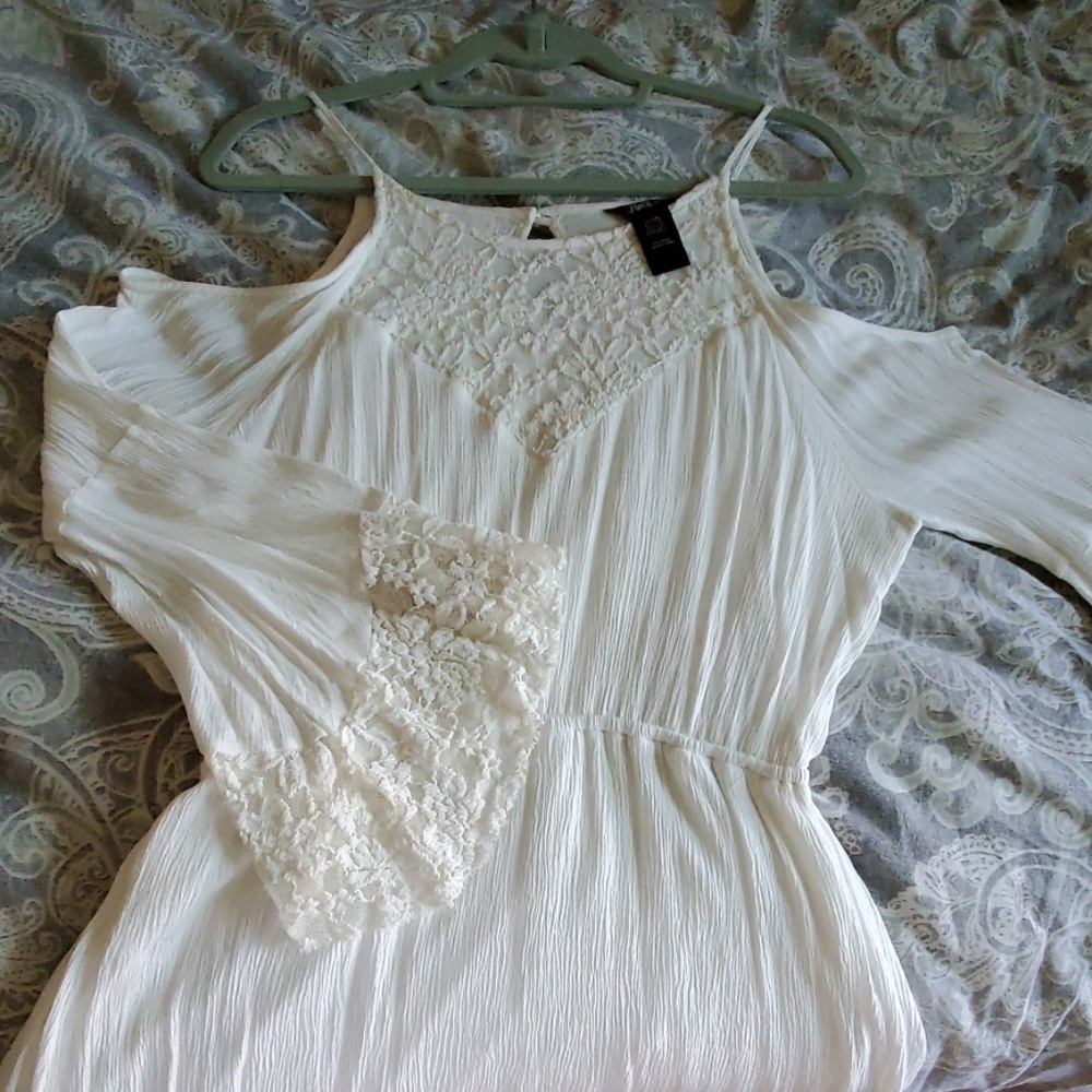 Cold shoulder white dress